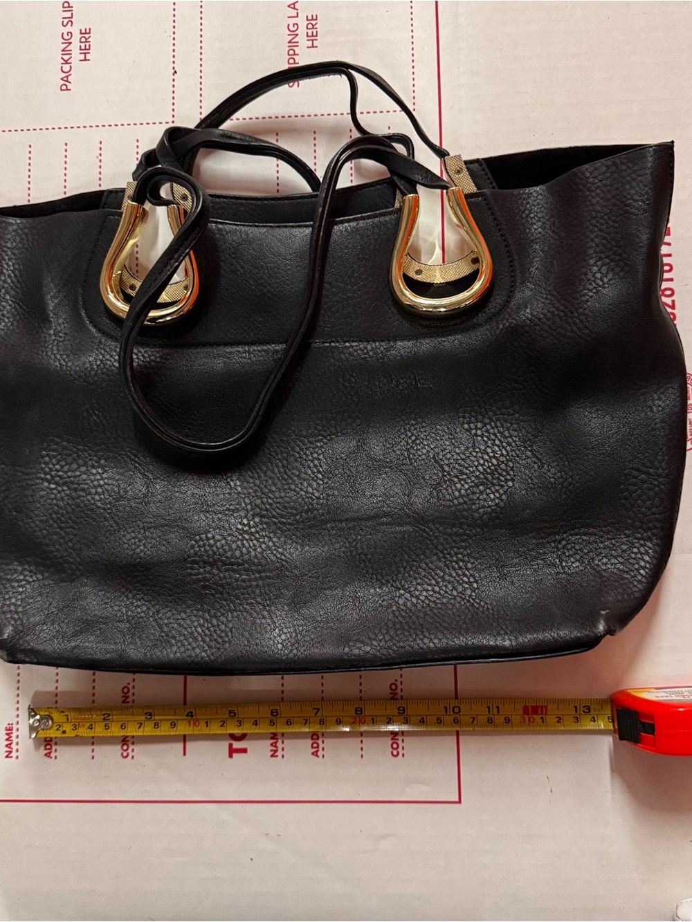 Imoshion Black Tote with Gold-Tone Accent Hardware
